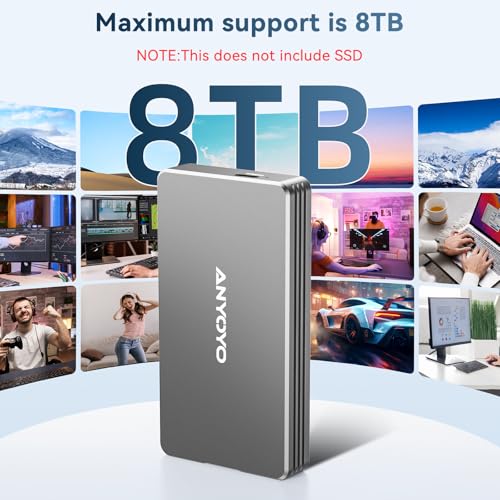 ANYOYO 40Gbps M.2 NVMe SSD Enclosure with Aluminum Alloy Heat Dissipation, No Noise External SSD Case Compatible for Thunderbolt 4/3/USB4, Support M/B+M Key SSD, Tool-Free Installation - Image 4