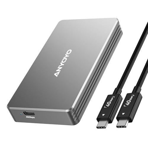 ANYOYO 40Gbps M.2 NVMe SSD Enclosure with Aluminum Alloy Heat Dissipation, No Noise External SSD Case Compatible for Thunderbolt 4/3/USB4, Support M/B+M Key SSD, Tool-Free Installation - Image 1
