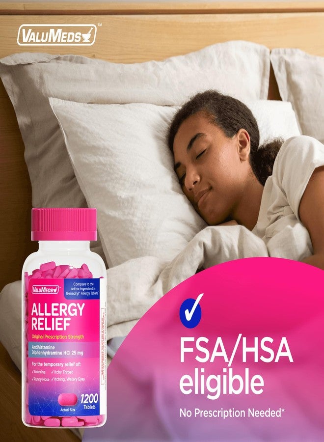 ValuMeds Allergy Medicine Antihistamine, Diphenhydramine HCl 25 mg | Children and Adults | Relieve Itchy Eyes, Runny Nose, Sneezing (25 mg, 600) - Image 4