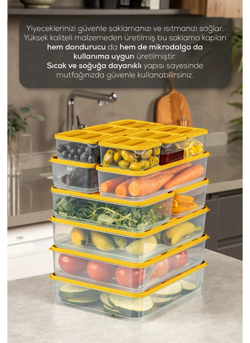 Vienev 13-PIECE Fridge Freezer Organizer Microwave and Freezer Suitable Storage Container Orange