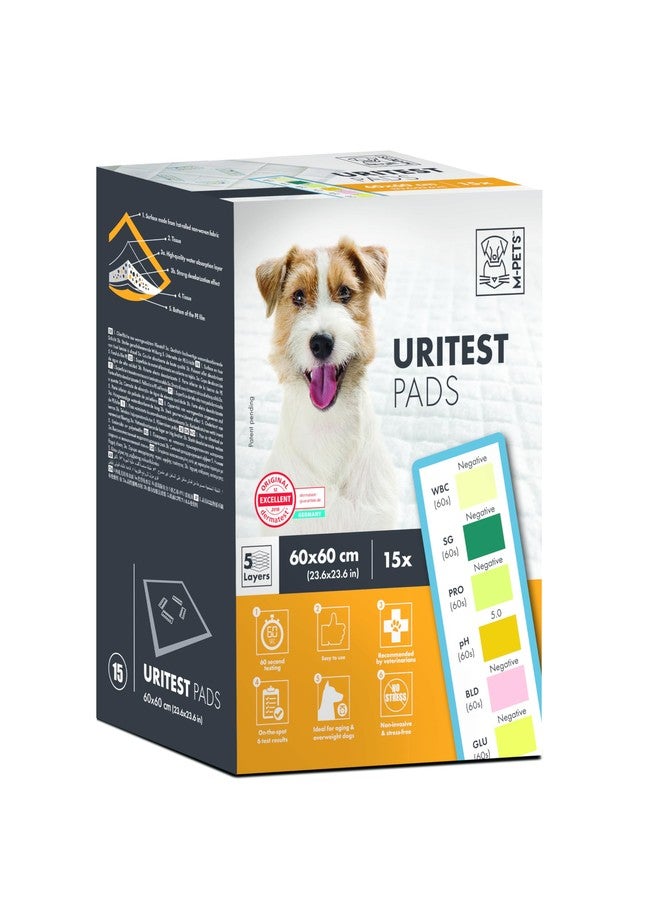 أم-بيتس وسادات اختبار M-PETS Uritest، تشخيص سريع لاضطرابات المسالك البولية للكلاب، غير جراحي، خالٍ من التوتر، سهل الاستخدام في المنزل، للكلاب المسنة والبدينة - 60x60 سم (عبوة من 15) - Image 1