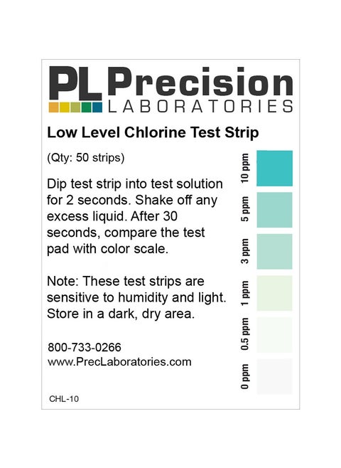 Precision Europe  Low Level Chlorine Test Strips, 0-10 ppm