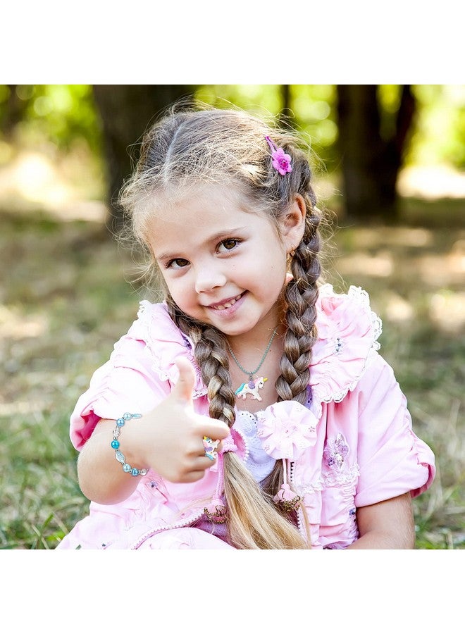 Sureio 12 Pcs Girls Necklaces Bracelets And Rings Set With Unicorn Mermaid Rainbow Heart Shell Star Pendants Girls Jewelry Set Party Favors Friendship Pretend Dress Up Play Jewelry (Cute Style)  - Image 5