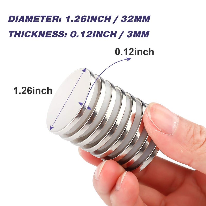 E BAVITE Super Strong Neodymium Disc Magnets with Double Sided Adhesive, Powerful Permanent Rare Earth Magnets, 1.26 inch D x 1/8 inch H 4 Packs, 30X3 4P - Image 5