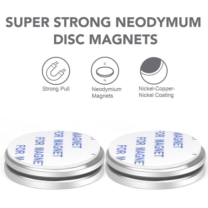 E BAVITE Super Strong Neodymium Disc Magnets with Double Sided Adhesive, Powerful Permanent Rare Earth Magnets, 1.26 inch D x 1/8 inch H 4 Packs, 30X3 4P - Image 2