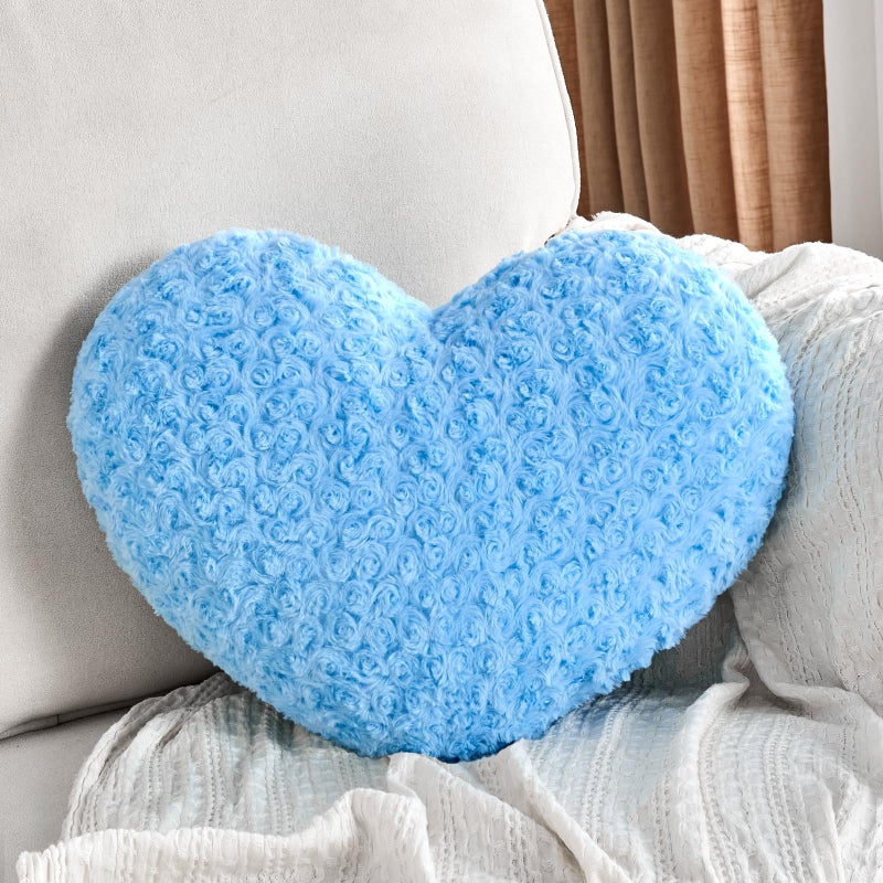 IREMATE Heart Pillow Blue Throw Pillows, Soft and Fluffy Decorative Pillows for Bed Couch Chair, Cute Heart Shaped Room Decor for Valentine Anniversary Birthday Halloween Christmas (Small, 13"x10") - Image 1