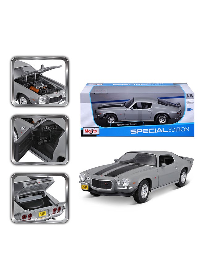 Maisto 1:18 1971 Chevrolet Camaro Gray Officially Licensed Scaled Replicas of Collectible Diecast Metal Models with Exquisite Interior & Exterior Detailing for All Ages  - Image 1