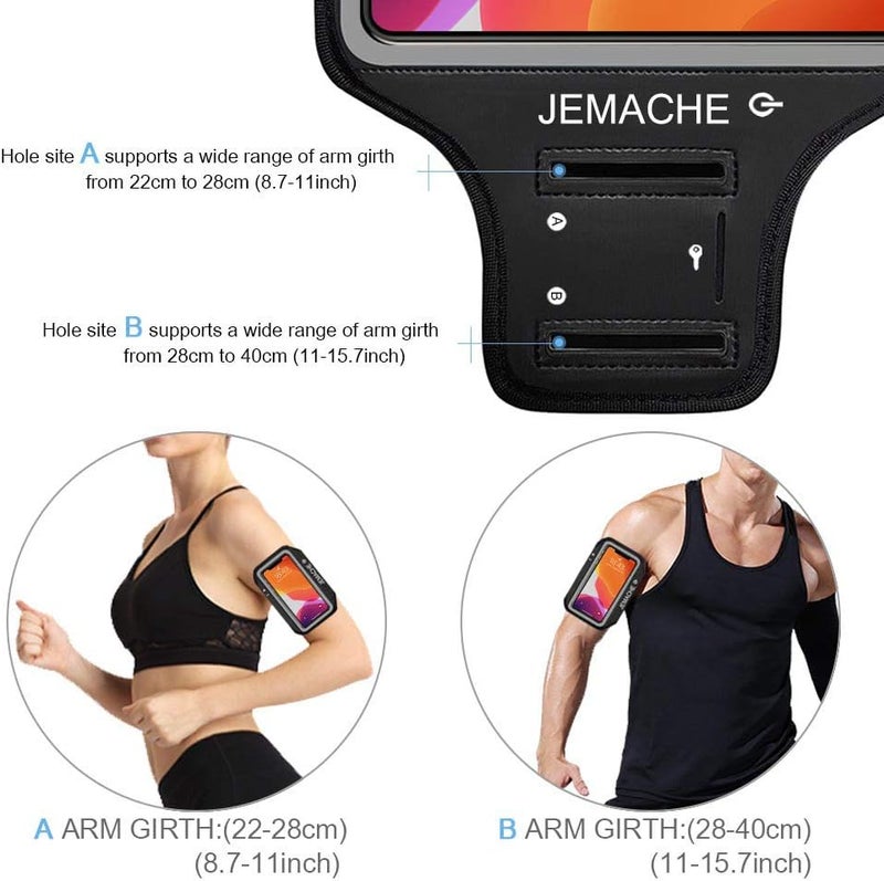 JEMACHE iPhone 17 16 15 Pro Max Armband with Earphone Holder, Gym Running Workouts Arm Band for iPhone Air, 17 16 15 14 13 12 Pro Max/Plus (Dark) - Image 5