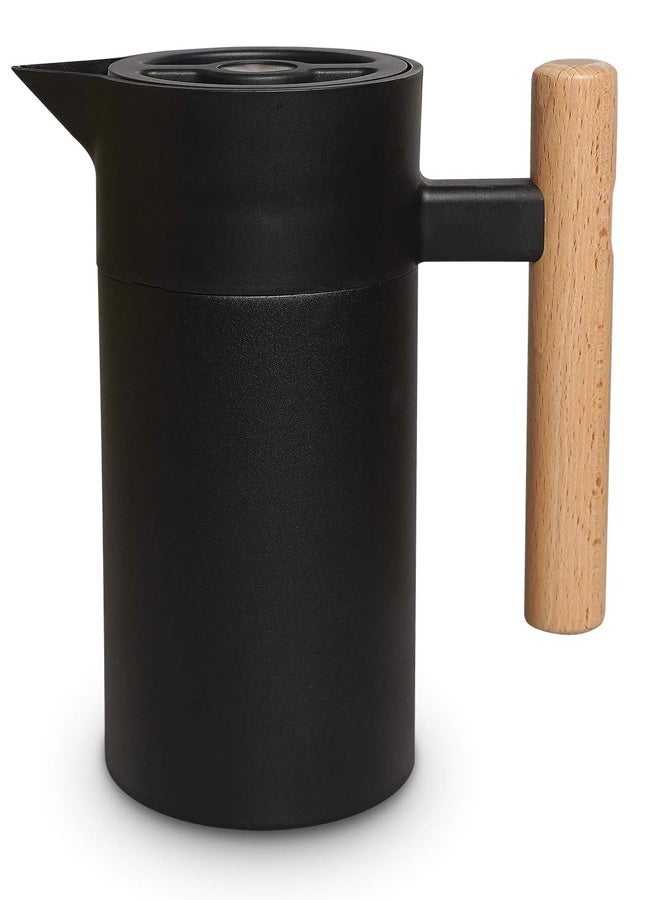 Stainless Steel Pitcher - 1200ml / 40 oz, Press Button Lid For Easy Pouring, Double Walled, Vacuum Insulation, 6 Hours Heat / 24 Hours Cold Retention - Image 1