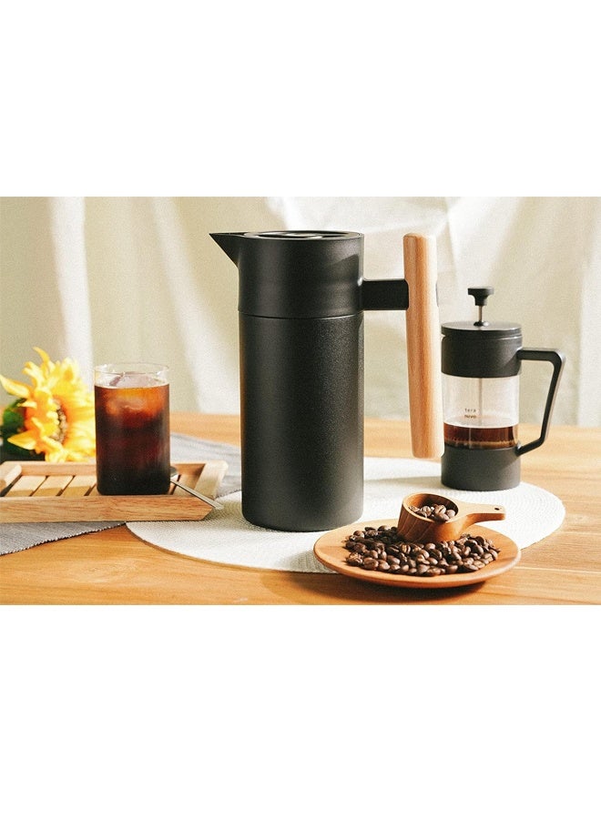 Stainless Steel Pitcher - 1200ml / 40 oz, Press Button Lid For Easy Pouring, Double Walled, Vacuum Insulation, 6 Hours Heat / 24 Hours Cold Retention - Image 2