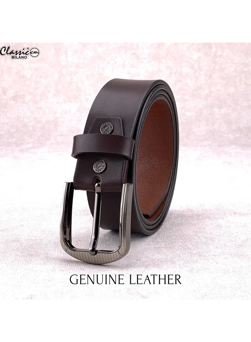 Classic Milano Brown (PG 40MM) Classic Milano Leather Belt for Men – Genuine Leather Mens Belt, Formal & Casual Dress Belt Men with Gift Box, Adjustable Men's Belts, Office & Daily Wear for Men | Best Price UAE