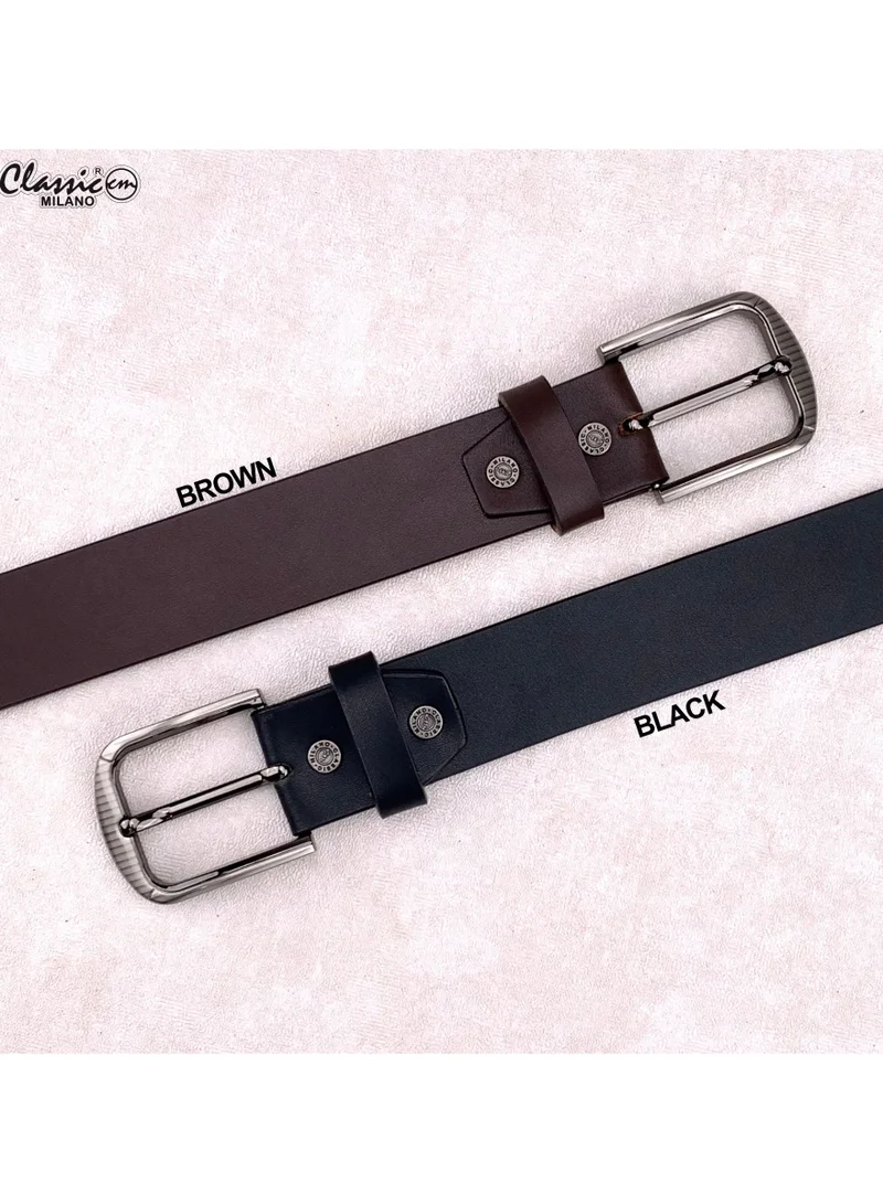 Classic Milano Brown (PG 40MM) Classic Milano Leather Belt for Men – Genuine Leather Mens Belt, Formal & Casual Dress Belt Men with Gift Box, Adjustable Men's Belts, Office & Daily Wear for Men | Best Price UAE