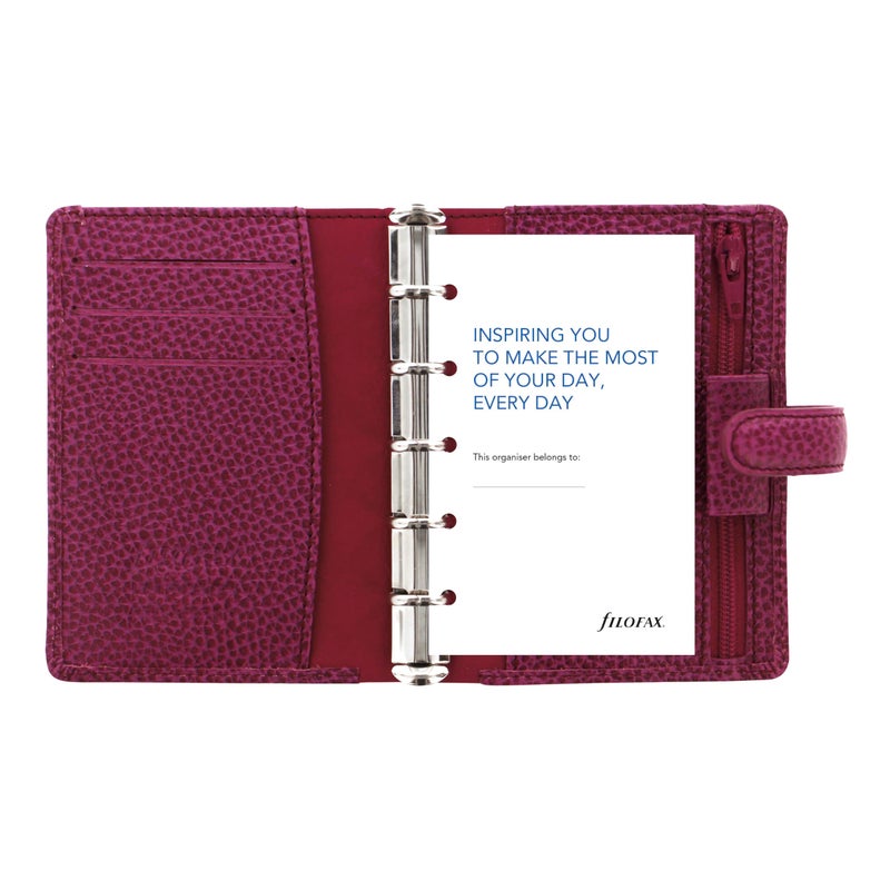FILOFAX منظم فيلوفاكس فينسبي، حجم ميني، توت العليق - جلد محبب تقليدي، خمسة حلقات، إدراج أسبوعي، متعدد اللغات (C025398) - Image 3