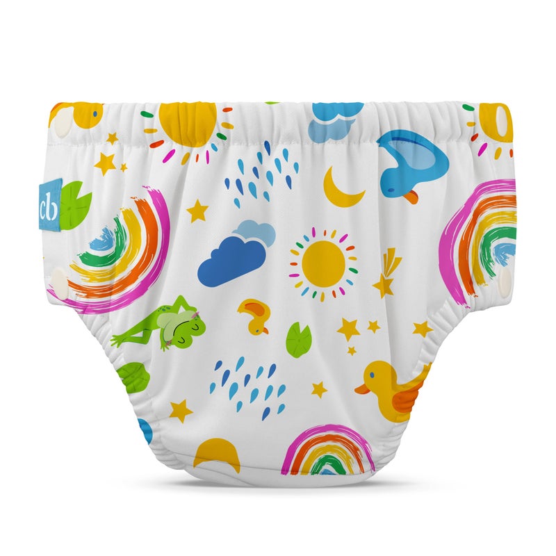 Charlie Banana Reusable Swim Diaper Washable with Easy On and Off Snaps for Baby Girls Boys Soft and Snug Waterproof Fit to Prevent Leaks Hello Sunshine Size M 1628 lbs