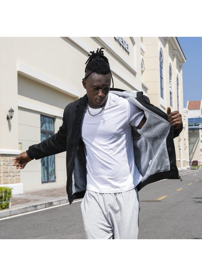 Men's Hoodies Full Zip Fleece Jacket Coat Winter Warm Oversized Zip Up Hooded Top with Pockets - Image 5