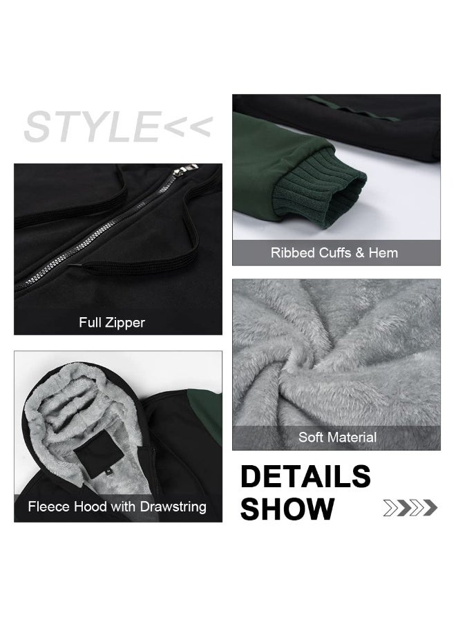 Men's Hoodies Full Zip Fleece Jacket Coat Winter Warm Oversized Zip Up Hooded Top with Pockets - Image 3