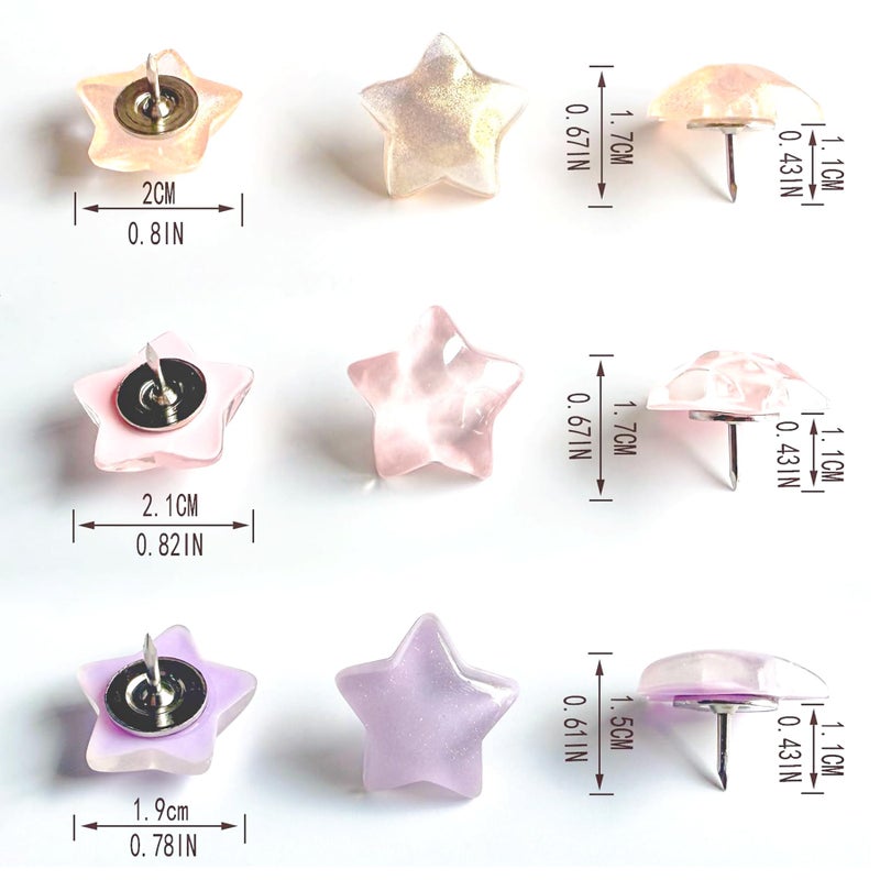 KEYDUACU Thumb Tacks for Walls, Decorative Push Pins and Tacks for Bulletin Board,25Pcs Star-Shaped Thumbtacks, Ideal Desk Accessories for Office Decor,Home and School (Luminous Star) - Image 5
