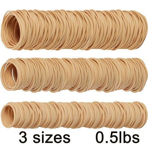 HSNOHSN Rubber Bands Assorted Size#10 Size#16 Size19 Beige 0.5lb Rubber Bands for Office Supplies Money School Home - Image 5