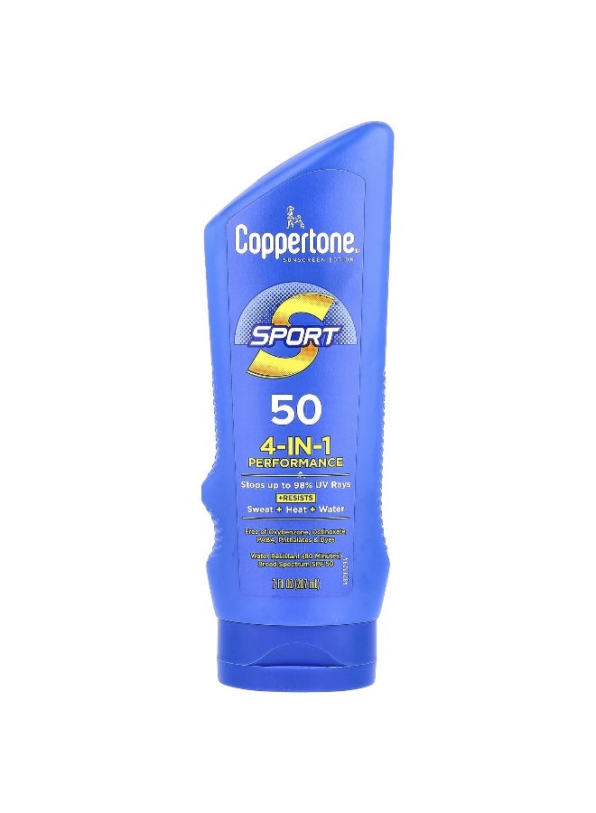 Coppertone, Sport, Sunscreen Lotion, 4-in-1 Performance, SPF 50, 7 fl oz (207 ml) - Image 1