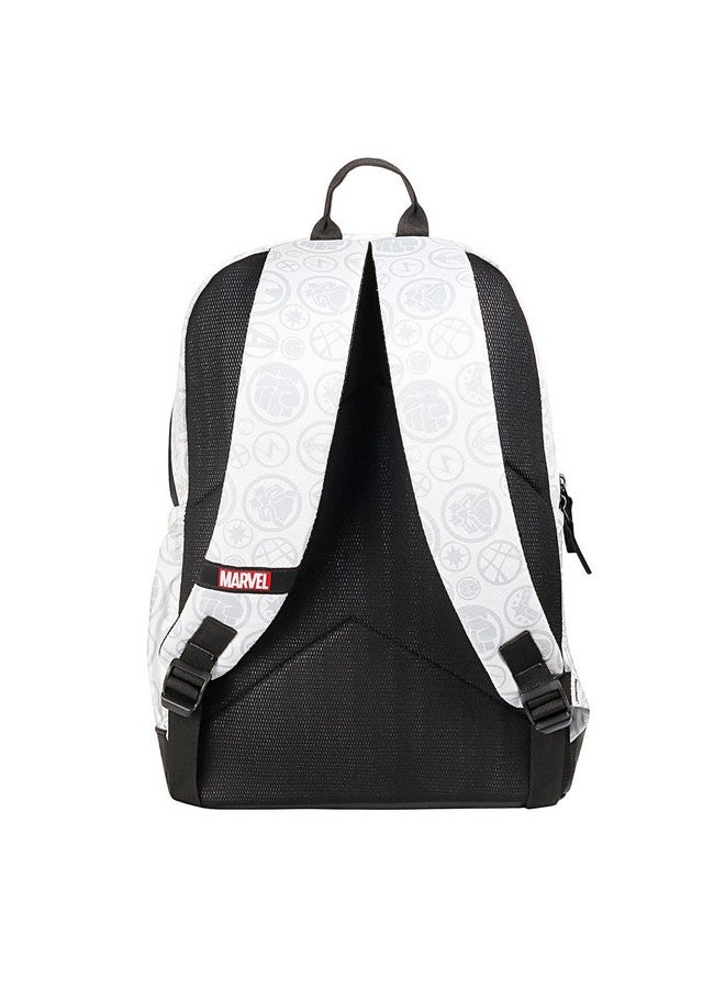 MARVEL حقيبة ظهر كاجوال 17 بوصة من مارفل أفنجرز سوبر هيرو للمدرسة والرياضة، بيضاء ورمادية مع قاعدة من الجلد الصناعي للنساء والرجال والأولاد والبنات - Image 2