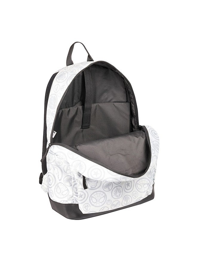 MARVEL حقيبة ظهر كاجوال 17 بوصة من مارفل أفنجرز سوبر هيرو للمدرسة والرياضة، بيضاء ورمادية مع قاعدة من الجلد الصناعي للنساء والرجال والأولاد والبنات - Image 5