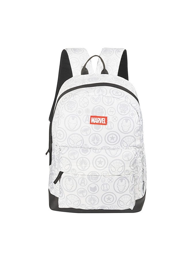MARVEL حقيبة ظهر كاجوال 17 بوصة من مارفل أفنجرز سوبر هيرو للمدرسة والرياضة، بيضاء ورمادية مع قاعدة من الجلد الصناعي للنساء والرجال والأولاد والبنات - Image 1
