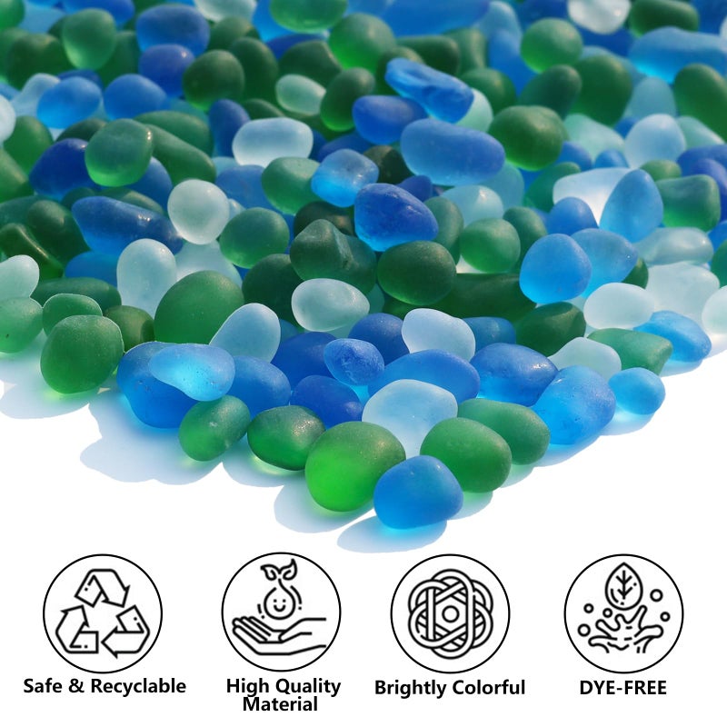 QYGL Sea Glass Stones - 2.9LB/46.4oz Green Mixed Frosted Glass Pebbles Gemstones - Perfect for Aquarium Rocks, Fish Tank Gravel, Vase Fillers, Seaglass DIY Crafts, and Home Decor - Image 2