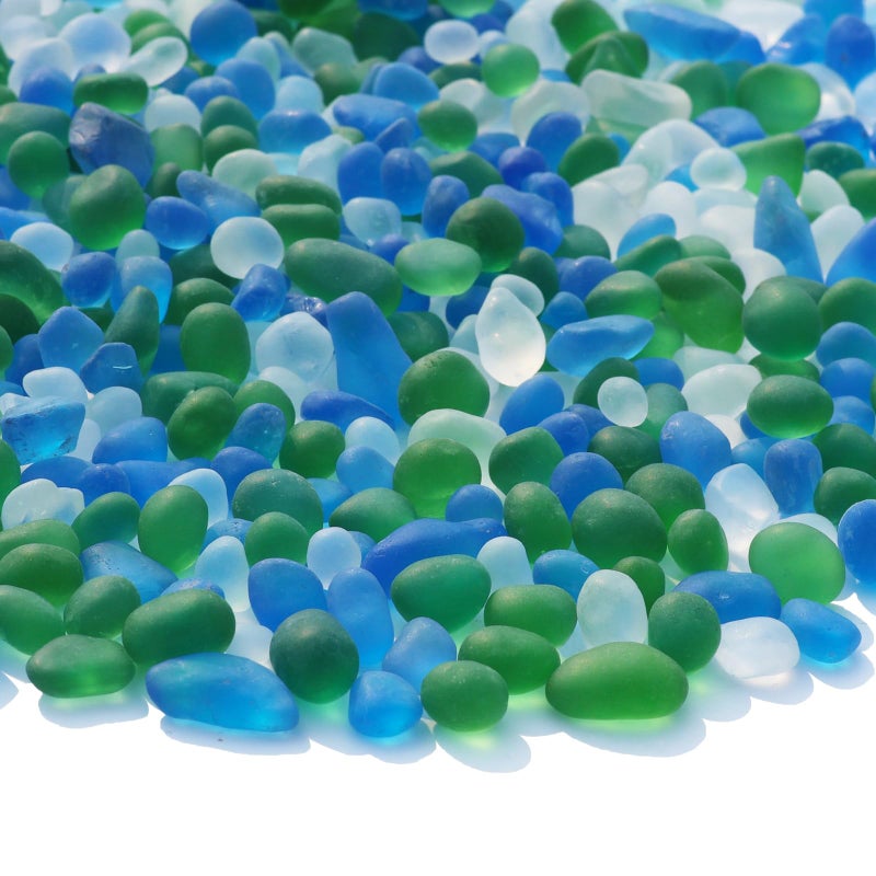 QYGL Sea Glass Stones - 2.9LB/46.4oz Green Mixed Frosted Glass Pebbles Gemstones - Perfect for Aquarium Rocks, Fish Tank Gravel, Vase Fillers, Seaglass DIY Crafts, and Home Decor - Image 1