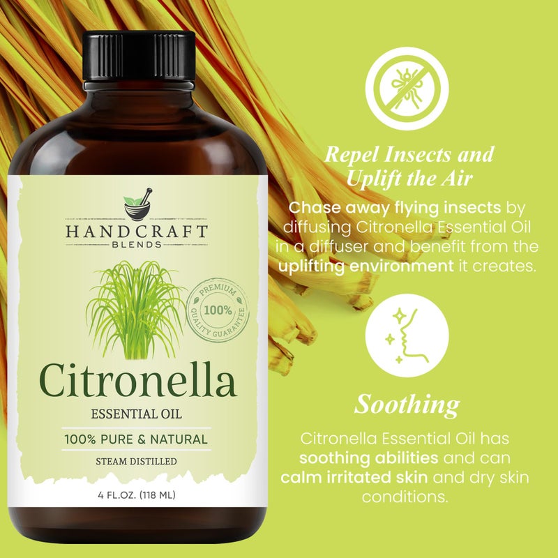 Handcraft Blends Citronella Essential Oil - Huge 4 Fl Oz - 100% Pure and Natural - Premium Grade Essential Oil for Diffuser and Aromatherapy - Image 5