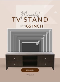 AFT Slim Minimalist Design TV Cabinet/-Table / Mid Century Modern Design TV Cabinet / Table / stand with Four Drawers and Sturdy MDF Frame, Perfect for Modern Living Rooms and Entertainment Spaces, Ideal for Home Theaters and Media Rooms, Offering Stylish Storage Solutions for TVs Up to 65 Inches. Rustic Farmhouse TV Cabinet with Four Drawer, Perfect for Adding Charm to Any Home Décor. Transform your living space with our MDF TV stand featuring four drawers and open shelves—where modern design meets practical functionality. Enjoy movie nights, gaming sessions, and family gatherings in style. (walnut brown) Arfan  - Image 2