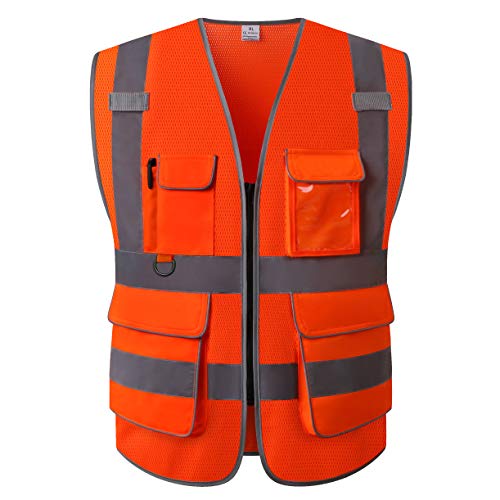 LOHASPRO Safety Vest High Visibility - Mesh Reflective Vest with Pockets for Men & Women - ANSI/ISEA Standards(Medium, Orange 01) - Image 1