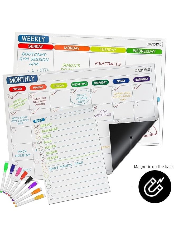 erorex - Magnetic Whiteboard Weekly Calendar Planner Board Set Including Monthly Weekly Planner And Today List Magnetic Markers And Whiteboard Eraser Dry Erase Stain For Kitchen Or Office - Image 1