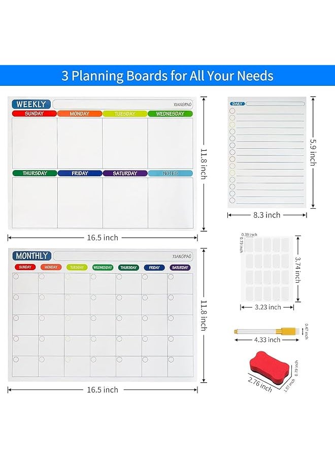erorex - Magnetic Whiteboard Weekly Calendar Planner Board Set Including Monthly Weekly Planner And Today List Magnetic Markers And Whiteboard Eraser Dry Erase Stain For Kitchen Or Office - Image 1