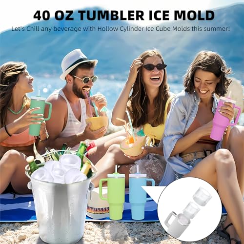 Tcamp Ice Mold for Stanley Cup 30-40 oz Tumbler Cup Ice Mold, Silicone Ice Cube Tray With Lid and Bin for Chilling Cocktails, Whiskey, Drinks, Coffee, Easy Fill and Release Ice Maker (Green) - Image 2