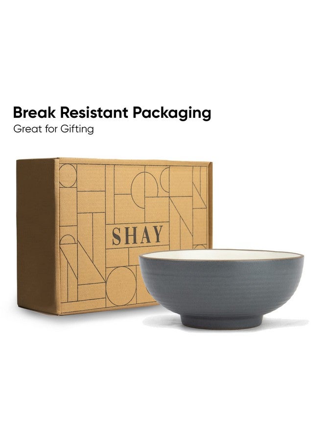 Shay طقم أطباق تقديم شاي الخزفية، 1500 مل، 1 قطعة، رمادي أبيض | تشطيب لامع | أطباق خزفية فاخرة | حجم كبير | أطباق آمنة للاستخدام في الميكروويف | أطقم أطباق | وعاء خزفي (وعاء كبير - رمادي وأبيض) - Image 5