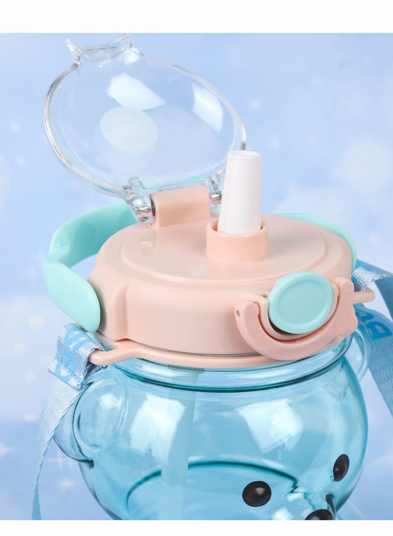 واي آند دي Kawaii Bear Straw Bottle, Large Capacity Water Bottle with Strap and Straw, Cute Portable Shaped Adjustable Removable for Women Girls Sports Camping Picnic Hiking Travel - Image 5