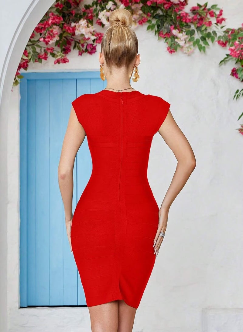 Madam Uniq Red Bandage Dress - Image 2