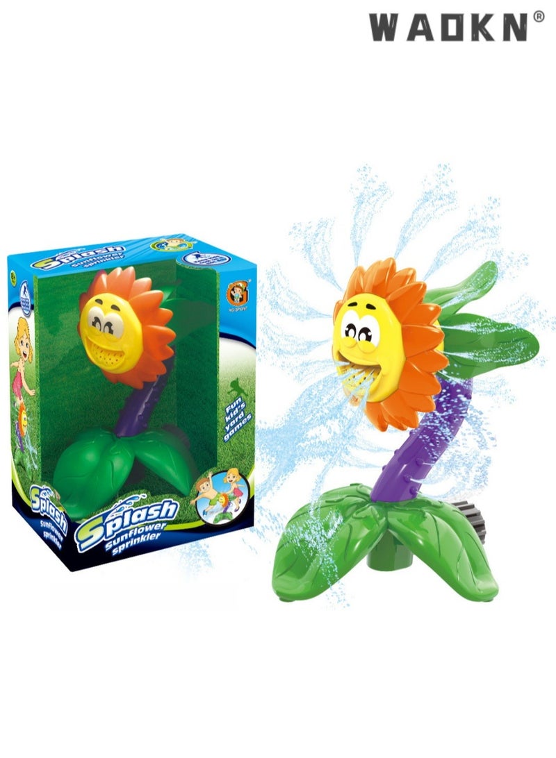 WAOKN Sprinkler for Kids,Spinning Flower Sprinkler Pool Toy Sprinkler Water,Water Wiggles Toy Swimming Pool Garden Lawn Outdoor Play,Outdoor Backyard Rotating Sprinkler Summer Toy(Sunflower) - Image 1