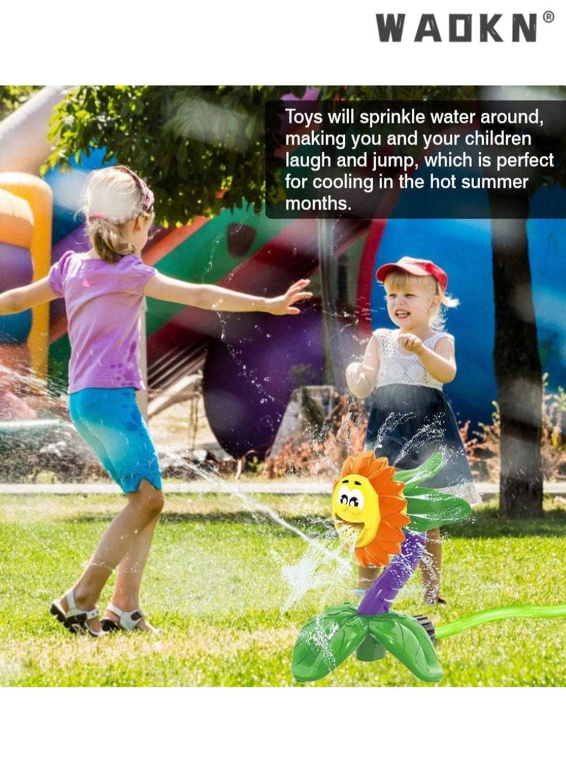 WAOKN Sprinkler for Kids,Spinning Flower Sprinkler Pool Toy Sprinkler Water,Water Wiggles Toy Swimming Pool Garden Lawn Outdoor Play,Outdoor Backyard Rotating Sprinkler Summer Toy(Sunflower) - Image 5