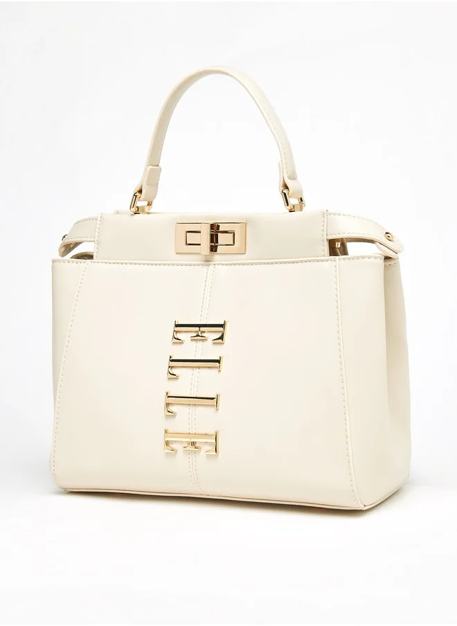 ايل Solid Crossbody Bag with Twist Lock Closure