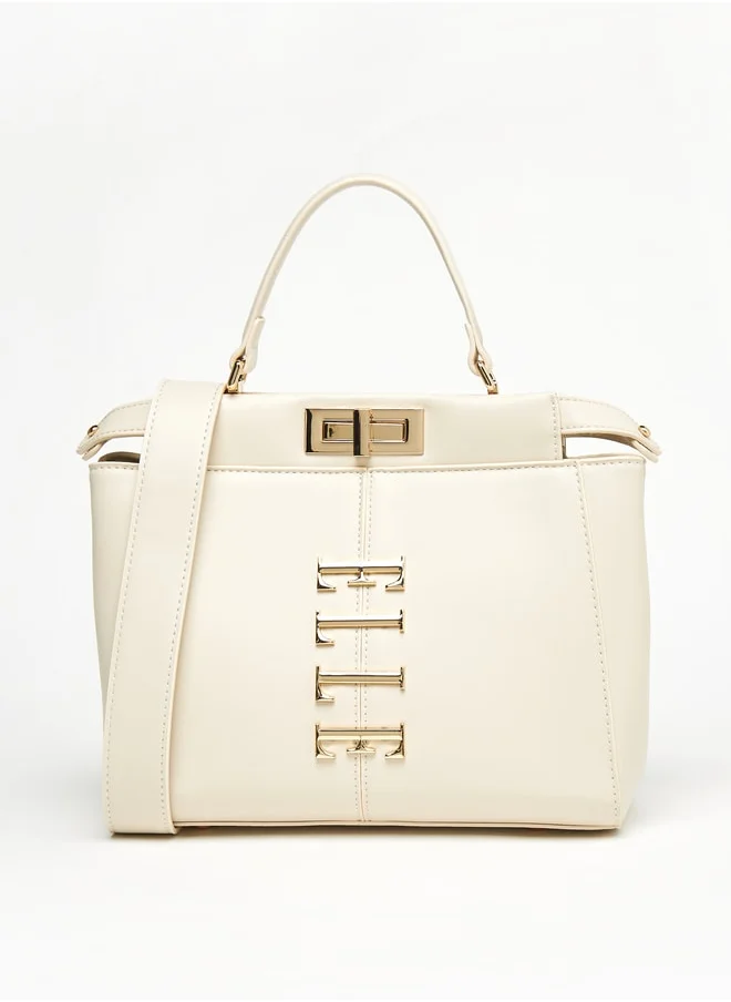 ايل Solid Crossbody Bag with Twist Lock Closure