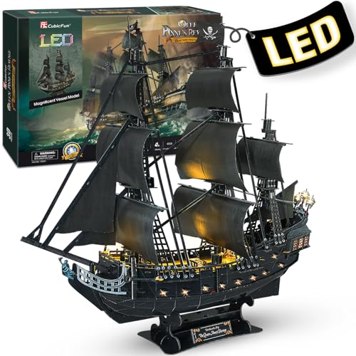 CubicFun 3D Puzzles for Adults Home Decor Pirate Ship Gifts for Men Women Model Kits Brain Teaser Gifts for momQueen Annes Revenge 340 Pcs - Image 1
