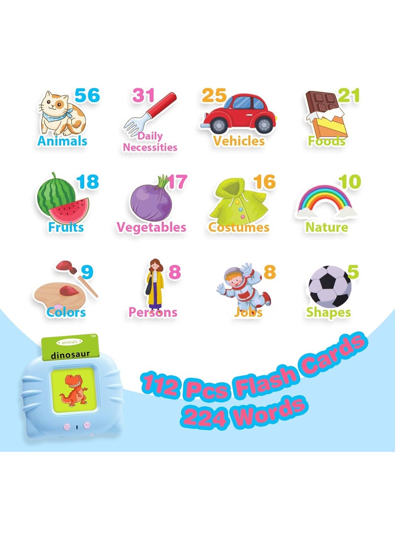 ECVV 112 Learning Flash Cards for Toddlers Ages 2-4 | Audible Talking Flash Cards for Kids | Animals, Colors, Shapes & Sight Words | Montessori Educational Toy & Preschool Learning Gift for 1-4 Year Olds - Image 3