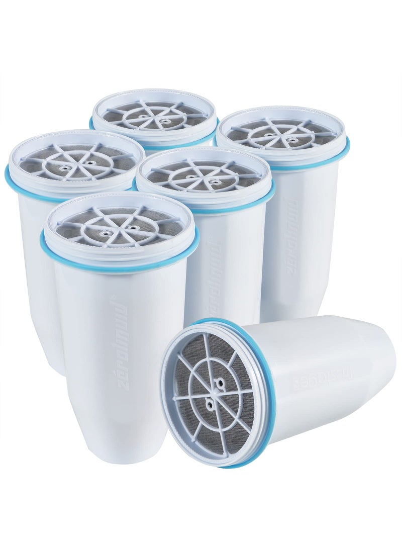zeroliquid Zeroliquid ZR017 Water Filter Replacement for Water Pitchers and Dispensers Advanced 6Stage Filter to Remove 999 Lead Chlorine Fluoride Heavy Metals BPA Free 6 pack 