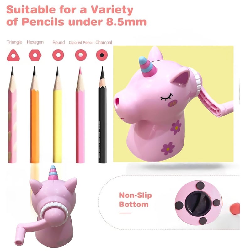 FETE PROPZ FETE PROPZ Plastic Cute Unicarn Shaped Manual Color Pencils/Pencil Sharpener for Toddlers, Table Sharpener Machine School Stationary Gift for Kids(Multi Color) - Image 3