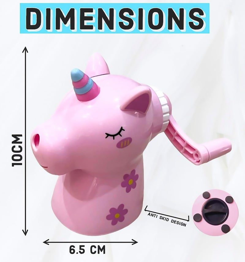FETE PROPZ FETE PROPZ Plastic Cute Unicarn Shaped Manual Color Pencils/Pencil Sharpener for Toddlers, Table Sharpener Machine School Stationary Gift for Kids(Multi Color) - Image 4