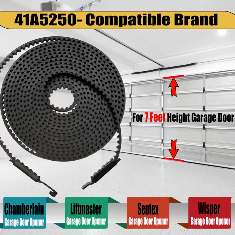 Blesseras Garage Door Belt 41A5250 Replacement for 7ft Door Compatible with Chamberlain/LiftMaster Garage Door Opener, Quite Drive Belt, Total Length 237 '' - Image 3