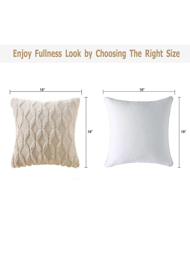 Volcanics Pack of 2 Faux Wool Throw Pillow Covers 18x18 Inches Decorative Farmhouse Velvet Couch Pillow Case Soft Plush Square Boho Cushion Pillowcase, Beige - Image 5