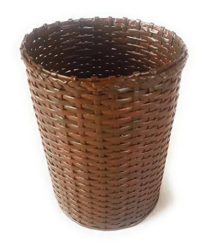 Sonas Creation Paperus Dark Brown Opentop Dustbin Waste Basket Paper Bin Trash Can Standard Size 10 Liter 11 inch Tall EcoFriendly Handmade of Paper Ropes - Image 1