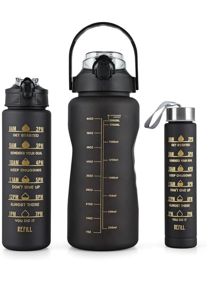 Generic Water Bottle Set – 2000ML, 900ML & 300ML Leakproof Sipper Bottles with Motivational Time Marker for Office, School & Gym - Image 3